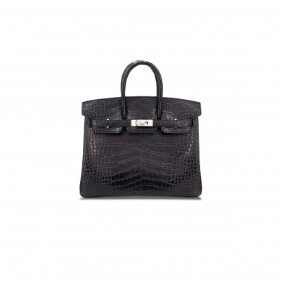 HERMES MASTER BIRKIN 25 MATTE CROCODILE LEATHER SILVER BUCKLE H055177CC89 (25*20*13cm)